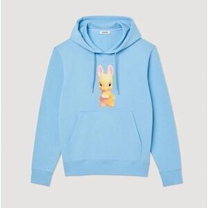 SANDRO Rabbit Cotton Graphic Hoodie | Baby Blue Hoodie with Bunny Graphic
